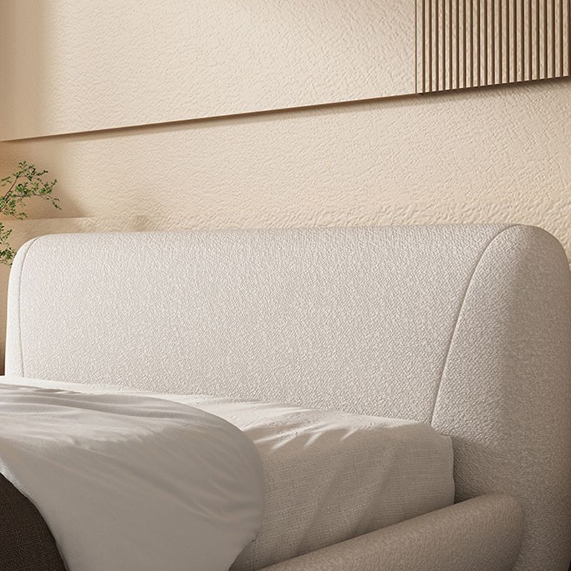 Contemporary Standard Bed with Rectangle Upholstered Headboard in White