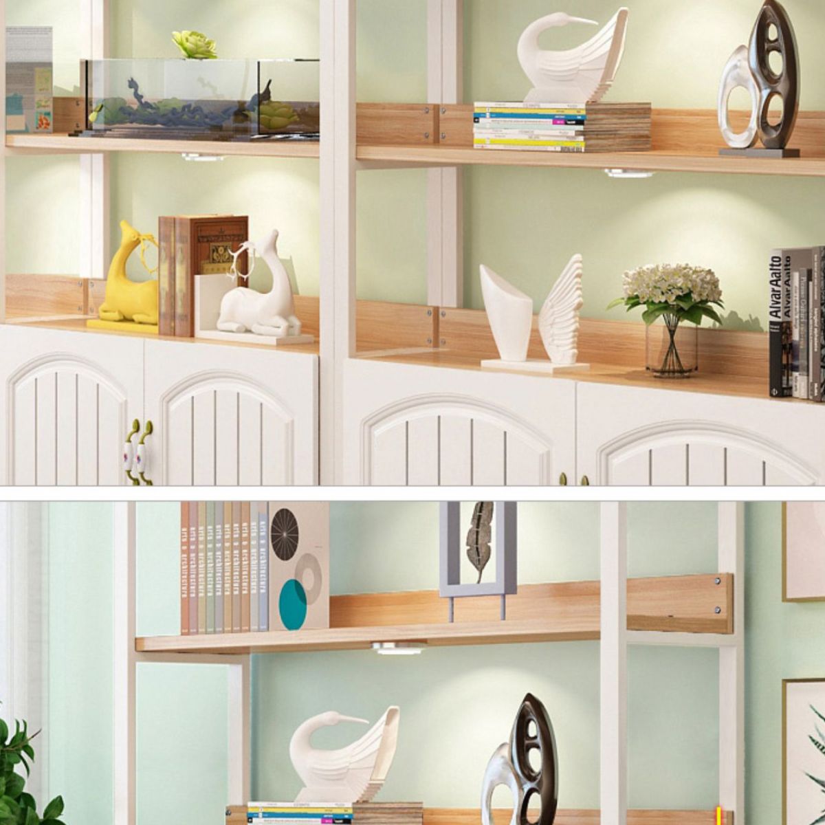 Modern Engineered Wood Bookshelf Etagere Open Shelf Vertical Bookcase