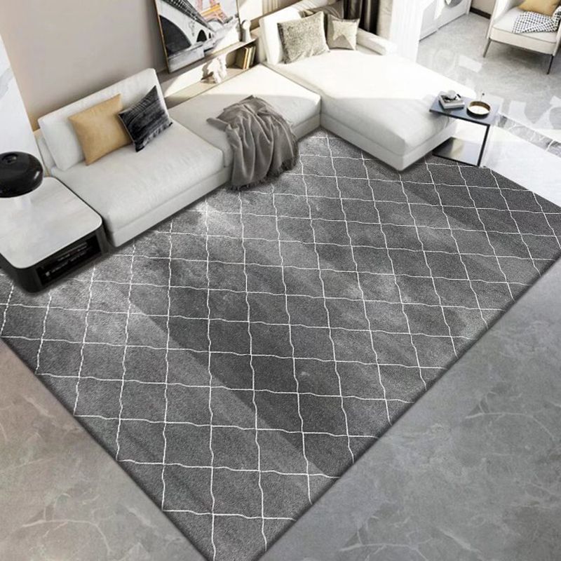 Dark Gray Modern Rug Polyester Geometry Indoor Rug Washable Rug for Living Room