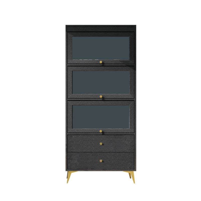 Contemporary 2- Drawer Black Wooden Cabinet, Rectangle Accent Cabinet