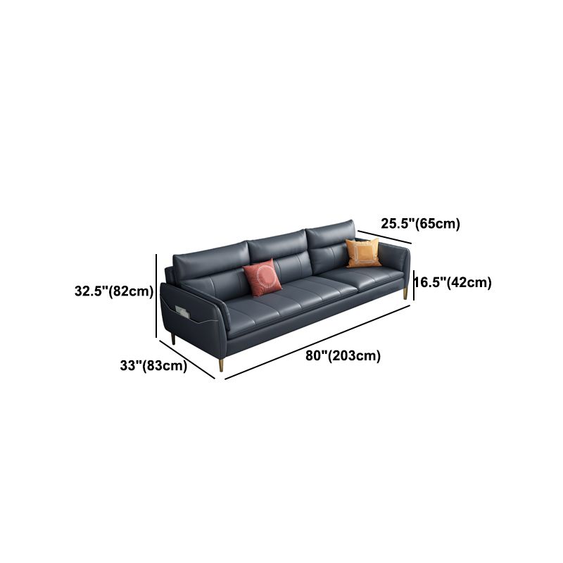 Stain Resistant Glam Blue Sofa Sewn Pillow Back Pillow Top Arm Seating