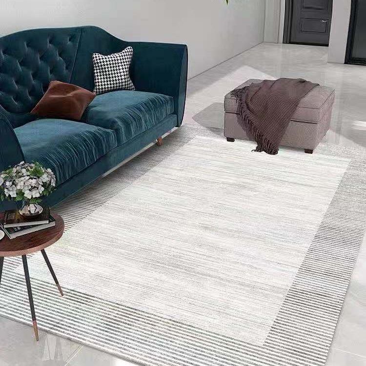 White Tone Modern Indoor Rug Polyester Abstractic Lines Print Carpet Easy Care Rug for Home Decoration