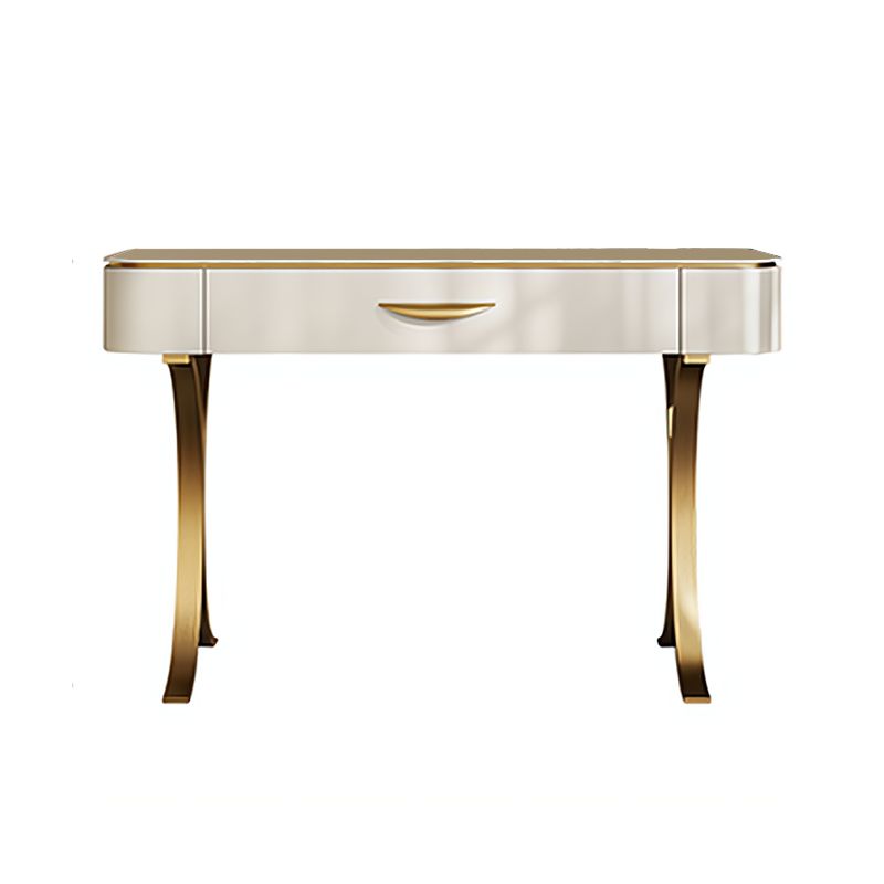 Glam Solid Wood Vanity Table and Stool Set Slate Top Makeup Counter