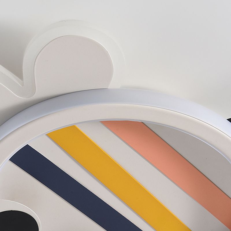 Plafonnier affleurant à abat-jour unique en métal, style enfant, luminaire multi-lumières