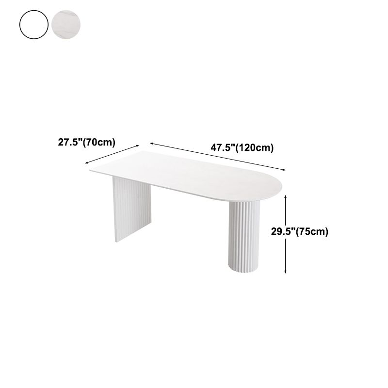 Irregular Shape White Table for Restaurant Modern Island Table with Double Pedestal