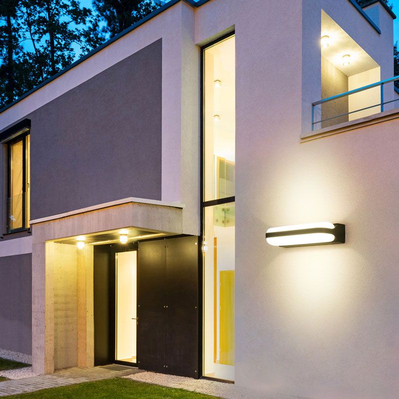 Capsule Wall Sconce Light Minimalist Metallic Black LED Wall Mount Lighting for Balcony