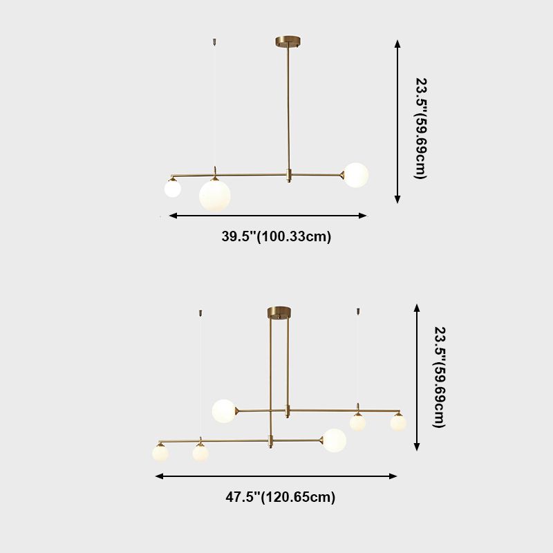 Globe Island Lighting Modern kroonluchter Glass 3 lichte eiland plafondlicht in gouden afwerking
