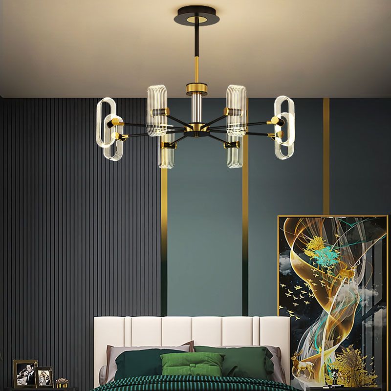 Black Metal Ceiling Hung Fixtures Minimalism LED Sputnik Pendant Lighting