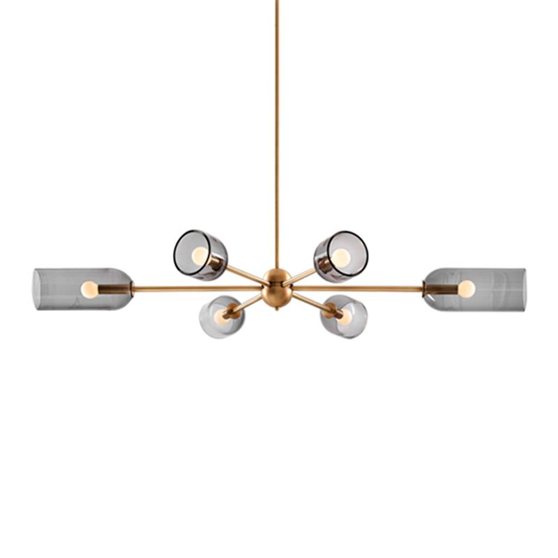 6 lichten metalen kroonluchter licht moderne stijl grijs glas verlichtingsarmaturen voor slaapkamer