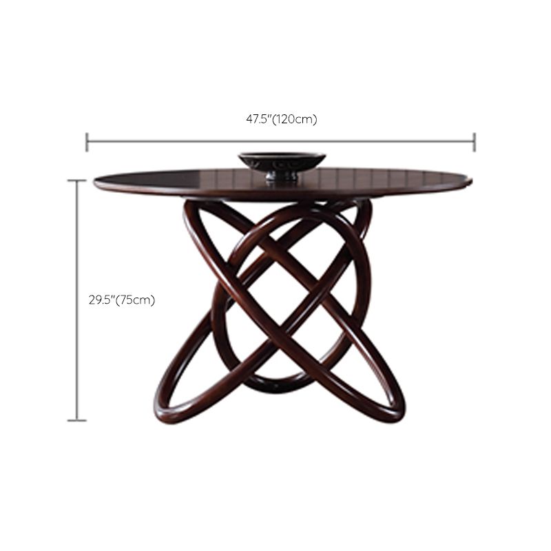 Contemporary Solid Wood Dining Table Round Pedestal Base Dining Table for Home