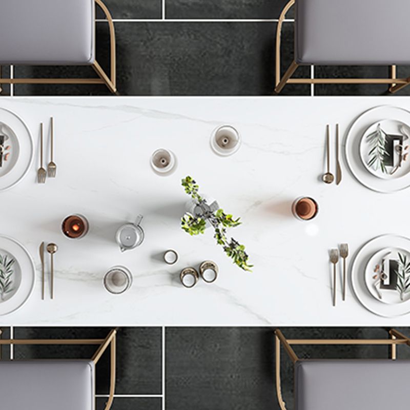 Glam Rectangle Bar Table Marble Double Pedestal Table for Indoor