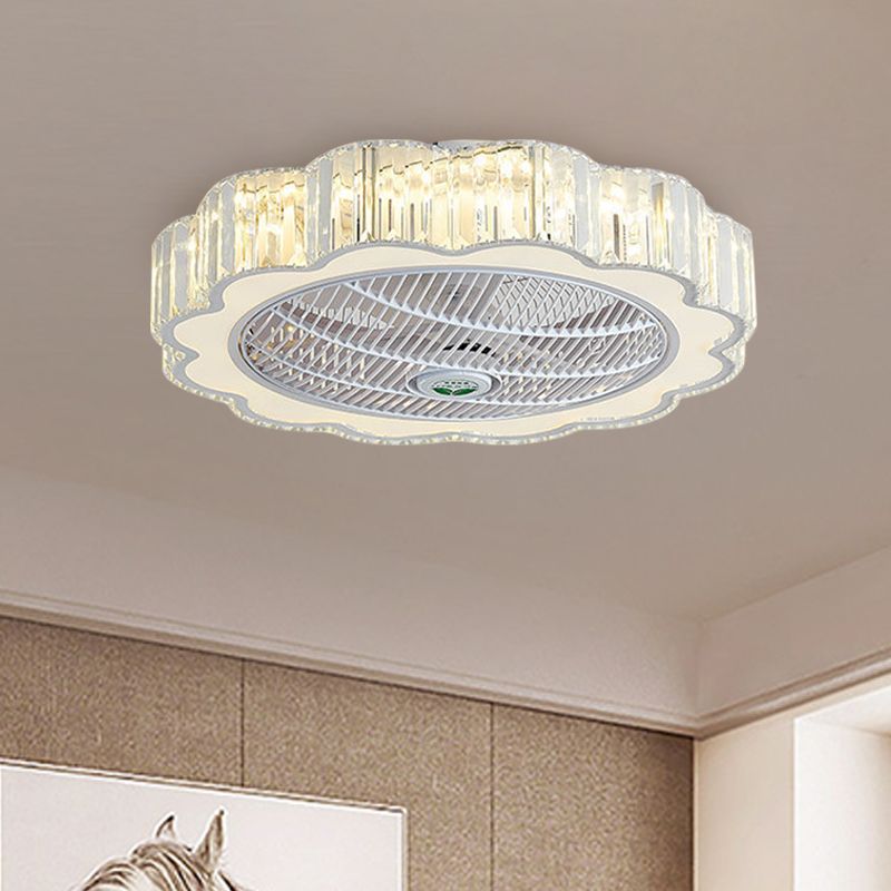 Crystal Rechteck Kreis halb flush minimalist 23 "breites LED-Deckenventilator mit 3-Blade