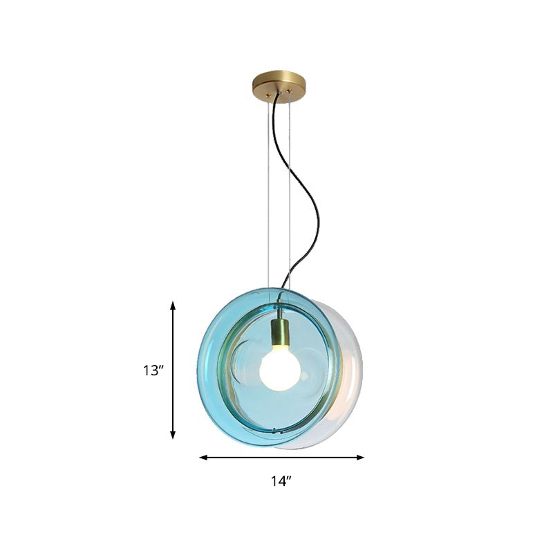 Corridor Orbit Hotel Suspension Glass Light Single Head Pendant Lampe avec bague en laiton