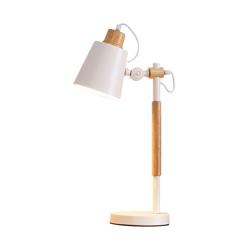 1 La tête d'étude de la tête Éclairage moderniste blanc / noir noir lampe de bureau avec une teinte en métal conique