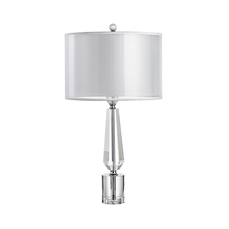 Tissu gris table de chevegade clairs de tambour de tambour simple lampe de table classique avec piédestal en cristal