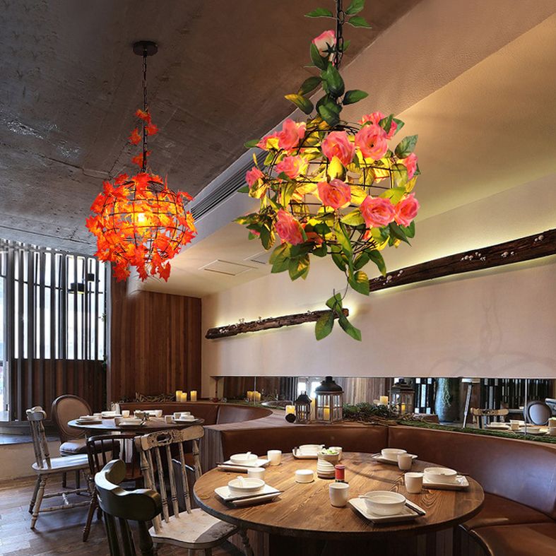 1-Licht Globe Metal Cage Pflanze Dekorative hängende leichte Einfachheitstil Moderne Anhängerlampe