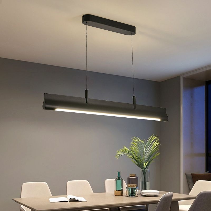 Modern Style Rectangular Shape Island Pendant Metal 1 Light Island Lighting for Bedroom