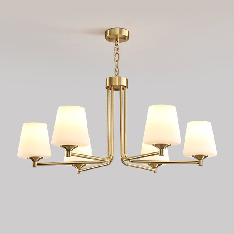 Moderne stijl conische plafondophanging verlichting multi -lichten melkglas plafond kroonluchter