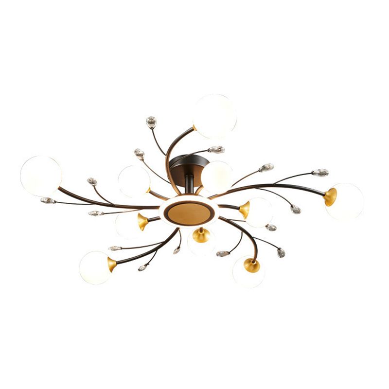 Plafonnier Simplicity en métal, éclairage semi-monté pour chambre à coucher, noir