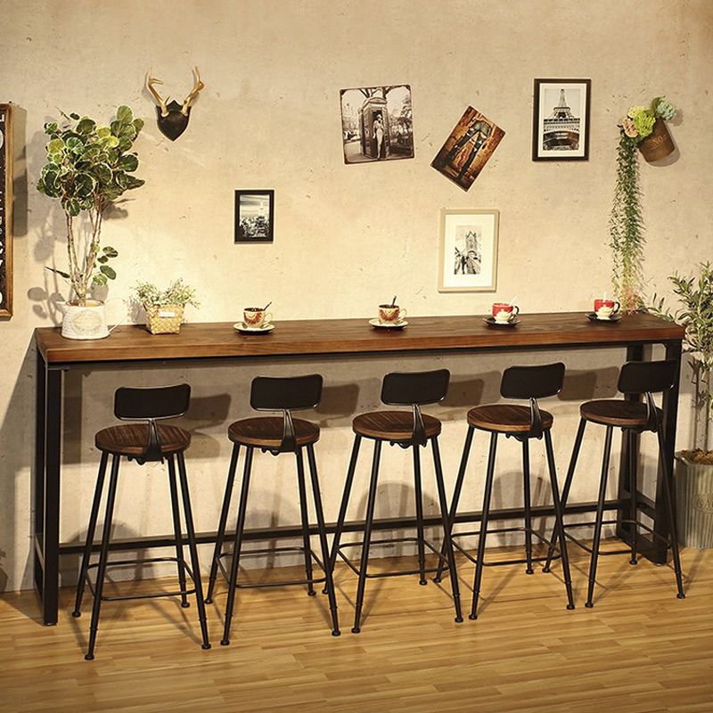 Industrial 1/2/6/11 Pieces Solid Wood Bar Table Set Fixed Counter Set