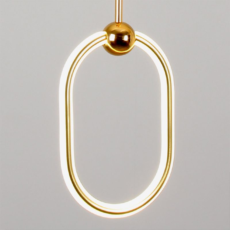 Wrought Iron Gold LED Pendant Light in Modern Luxury Style Acrylic Linear Hanging Lamp for Bedroom