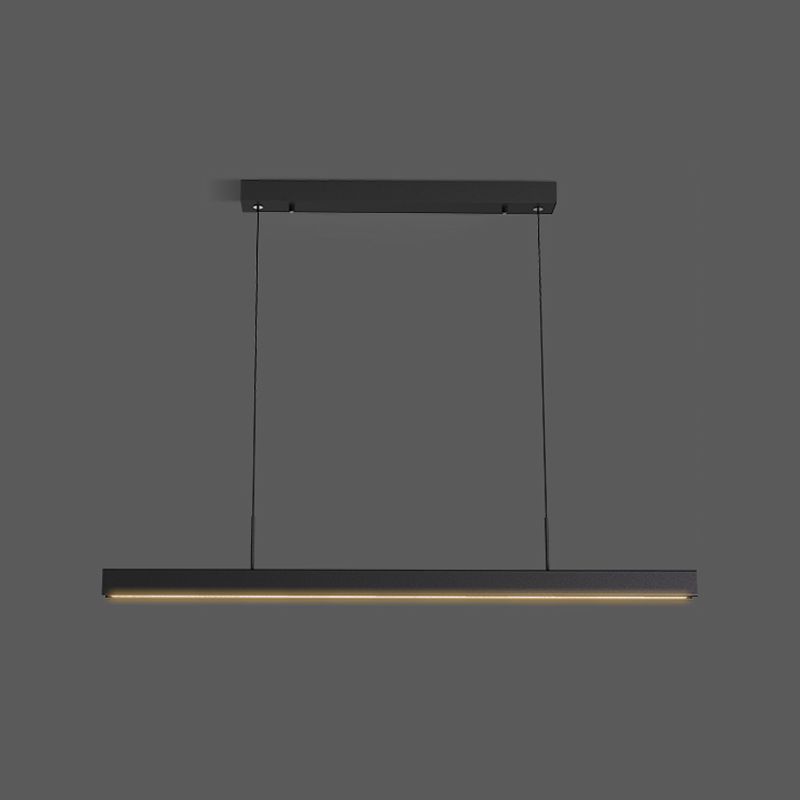 Black Metal Island Lights Modern Linear Restaurant LED Suspension Lamps with Acrylic Shade