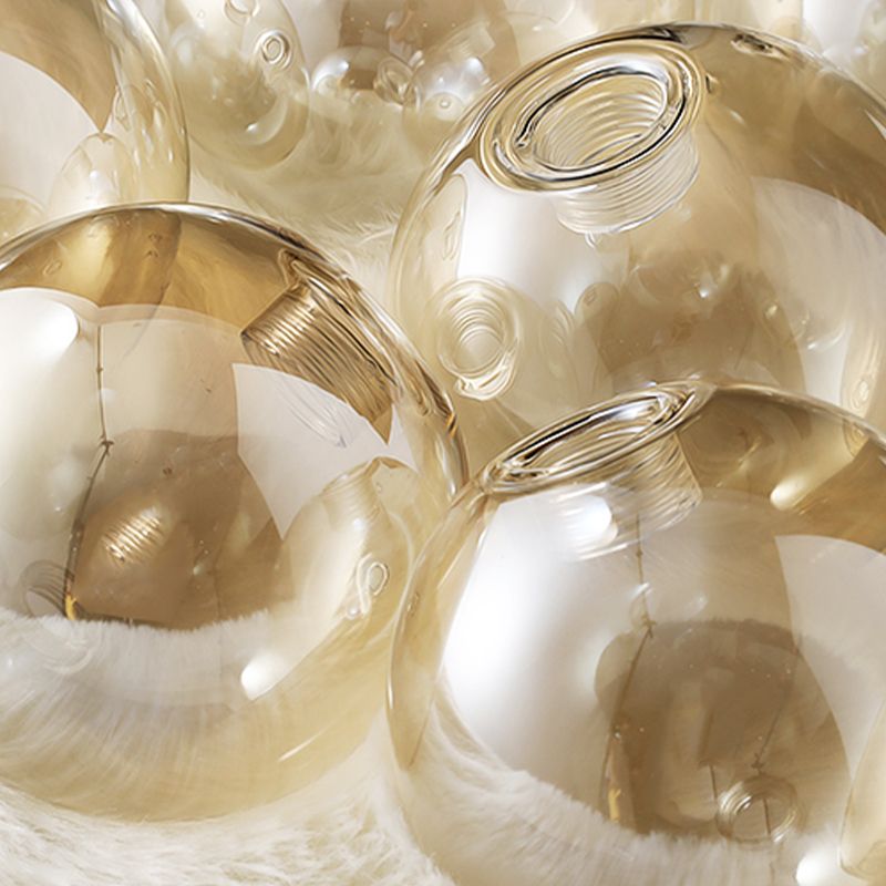 Gold Globe Semi-Flush Light Fixture Modern Glass Shade Ceiling Lamp Fixture