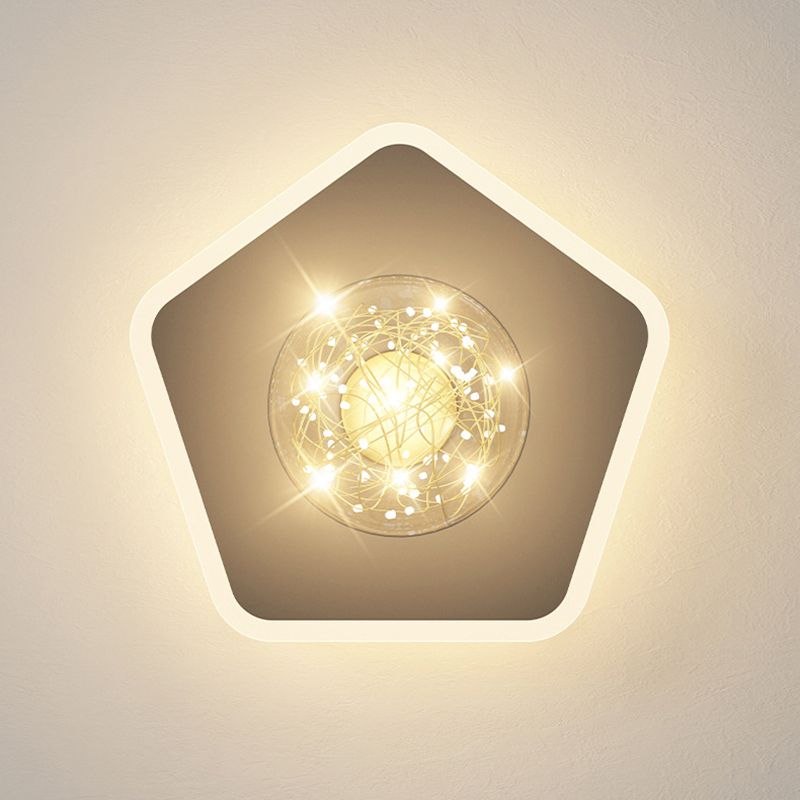 Stylish Modern Flush Mount Lamp Black Starry Ceiling Fixture with Ball Glass Shade for Hallway