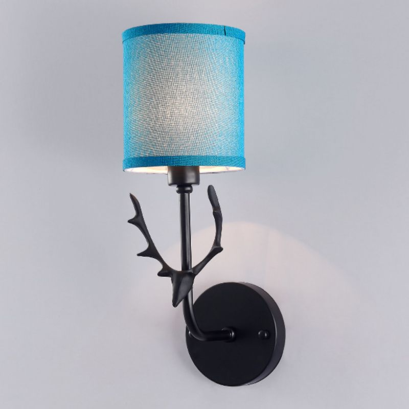 Modern Style Cylinder Shape Wall Light Fabric 1 Light Sconces for Bedroom