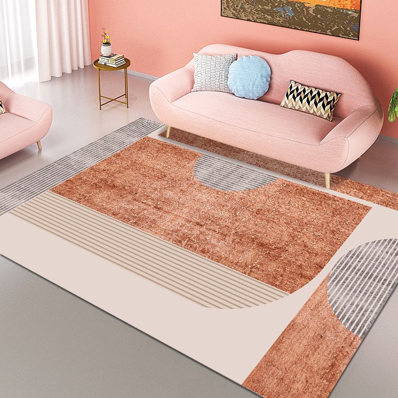 Orange Nordic Carpet Polyester Feather Carpet Washable Carpet for Living Room