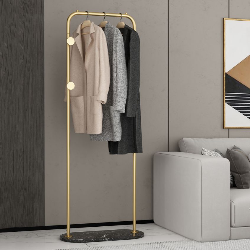 Modern Coat Rack 2 Hooks Solid Color Metal Hall Tree with Marble Bottom