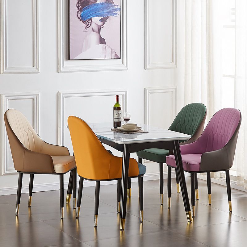 Contemporary Metal Dining Room Chairs Upholstered Dining Armchairs for Home Use