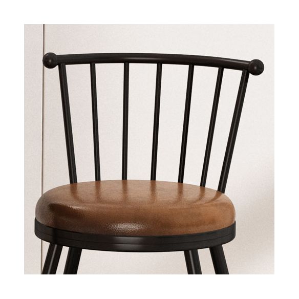 Leather Matte Finish Bristol Stool Low Back Footrest Barstool