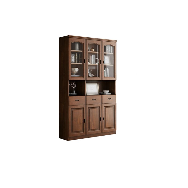 Grooves Handle Storage Cabinet Solid Wood Cabinet with Drawer