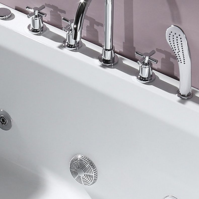 White Acrylic Rectangular Bath Tub Whirlpool Stand Alone Tub with Faucet