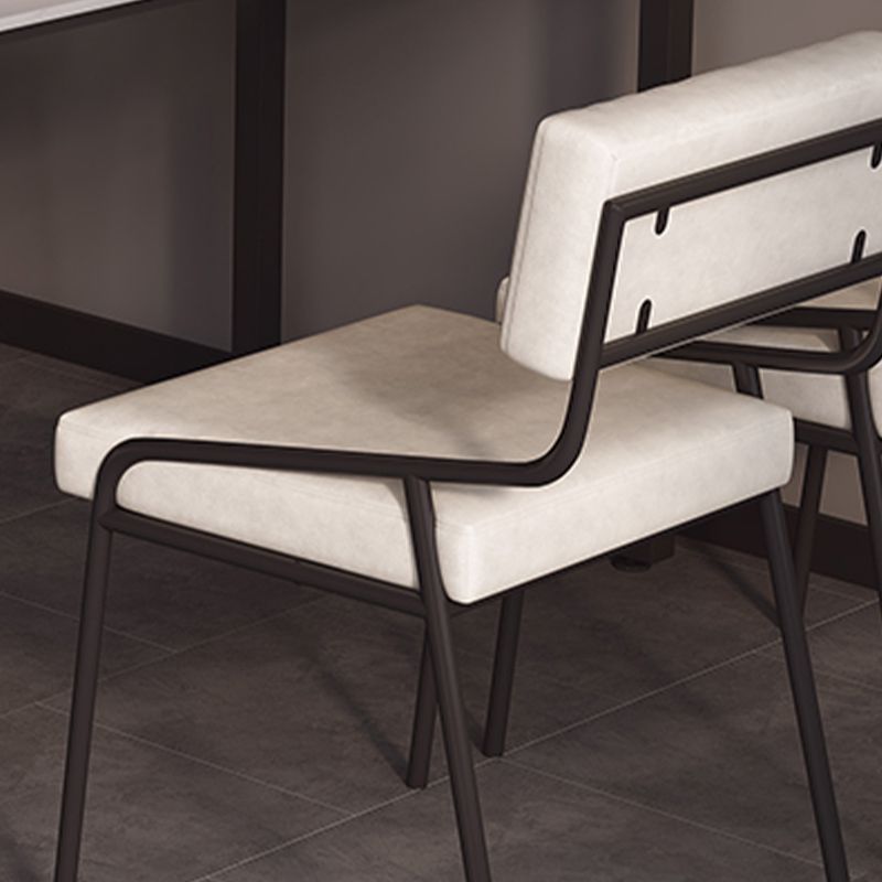 Industrial Style Side Chair Upholstered Open Back Dining Chair with Metal Leg