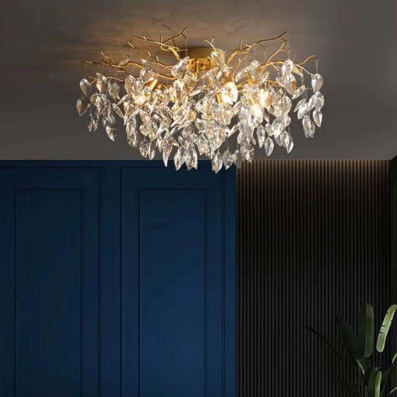 Modern Simple Crystal Ceiling Light Geometry Shape Ceiling Lamp for Bedroom