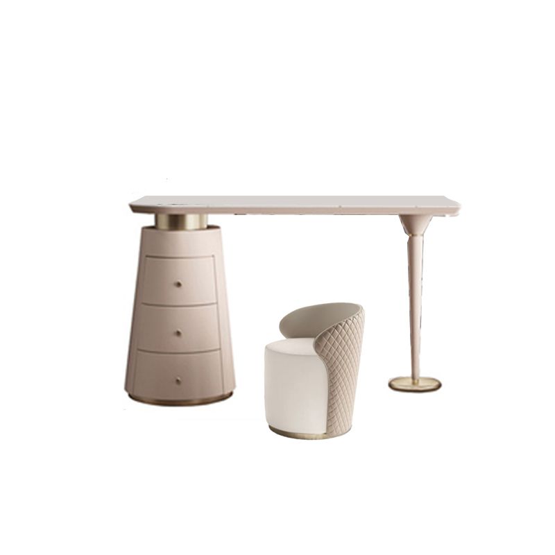 3 Drawers White Makeup Vanity Dressing Table Stool Set, 17.71" W x 29.52" H