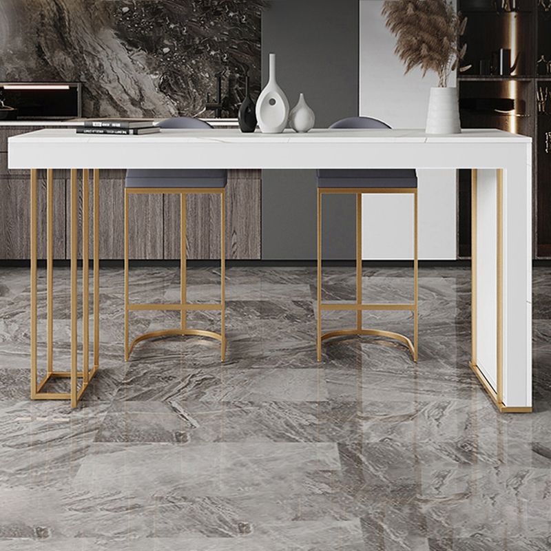 Glam Rectangle Stone Counter Table 1/3 Pieces Bar Table Set for Cafe