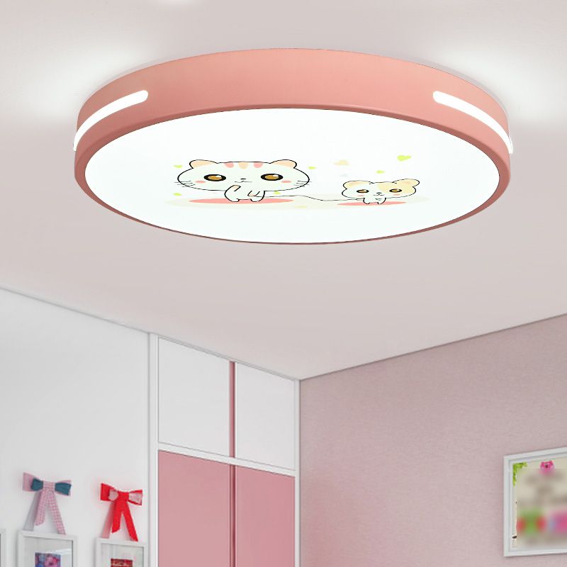 Lampada da soffitto moderna a LED Macaroon in ferro di forma rotonda con montaggio ad incasso per camera da letto