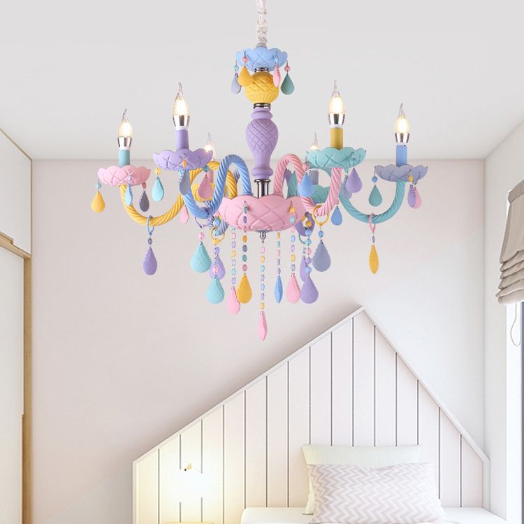 Bunte Metall Kronleuchter anheizt helle gebogene Arme moderne Stil Multi -Lichter -Federung Licht