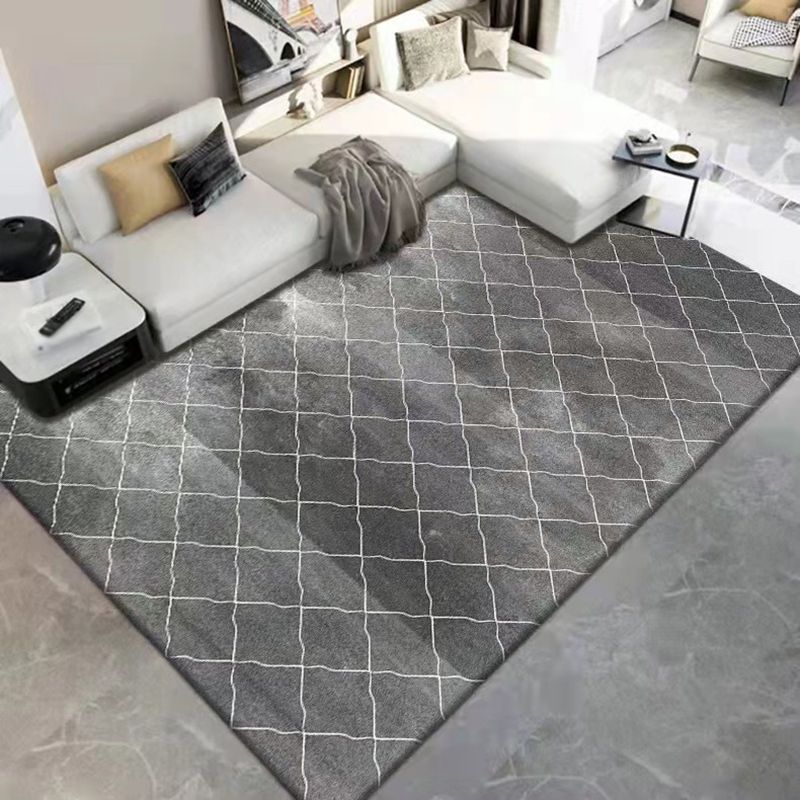 Dark Gray Modern Rug Polyester Geometric Scheme Rug Washable Rug for Drawing Room