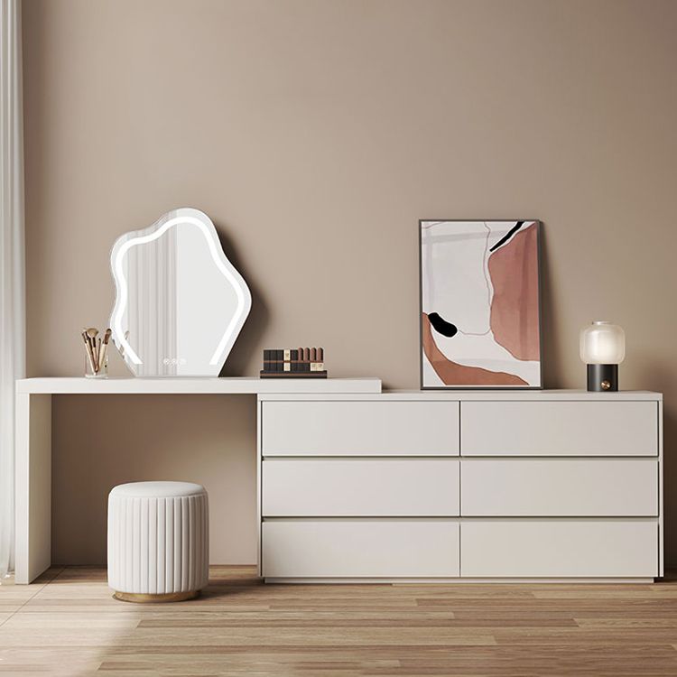 Contemporary 6-Drawer Make-up Dressing Table and Stool - 29.5" H