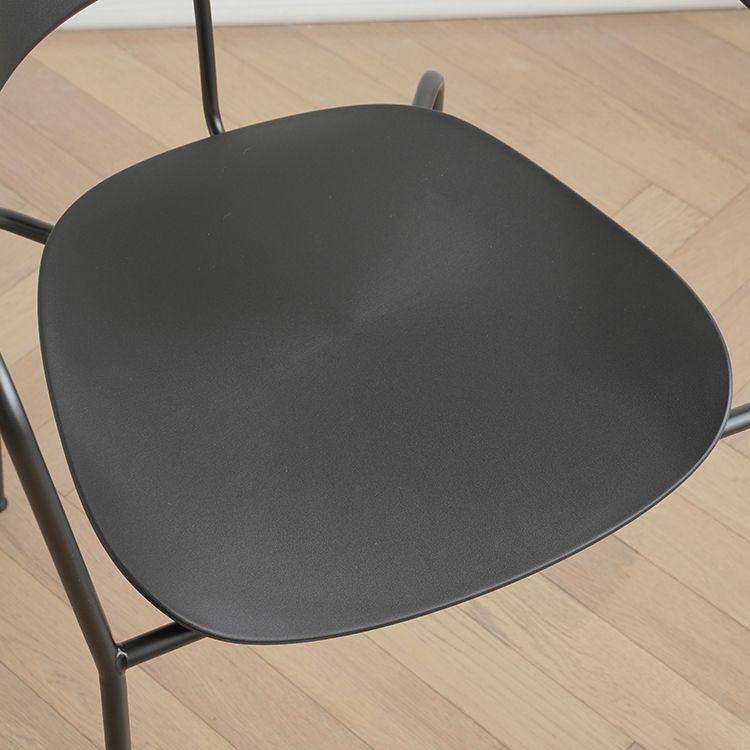Contemporary Style Open Back Plastic Dining Arm Chair with Metal Legs for Home