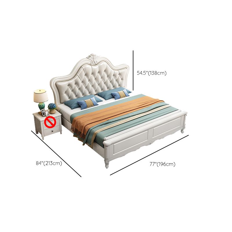 Victorian Solid Wood Standard Bed Headboard Bed Frame with Legs