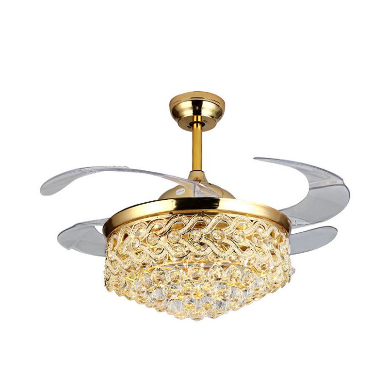 Einfache, sich verjüngte Deckenventilator Leuchte Kristallkugeln Chrom/Gold Finish LED Hanging Lampe mit Frequenzumwandlung/Fernbedienung/Wandsteuerung