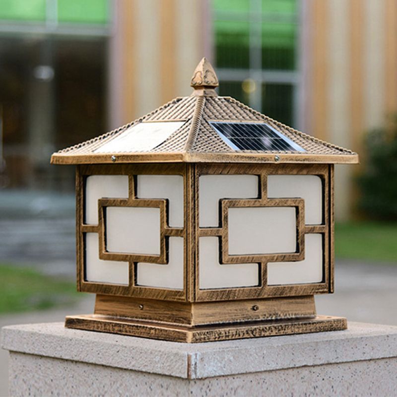 Contemporary Square Shape Pillar Light with Metal for Courtyard