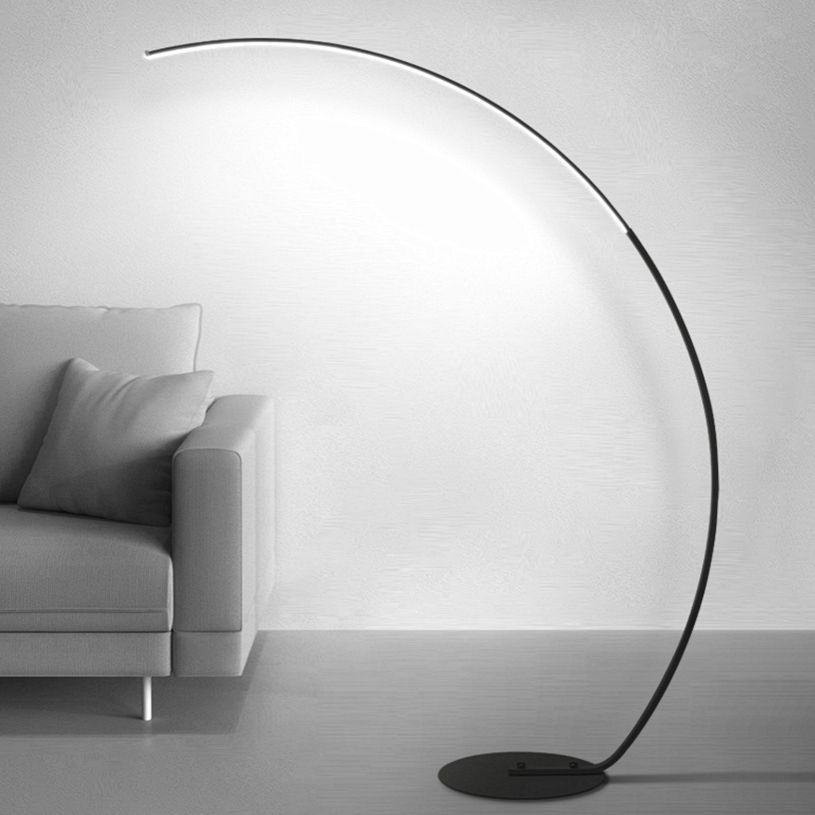 Curve Shape Metal Floor Lighting Contemporary Style 1 Light Floor Lamp