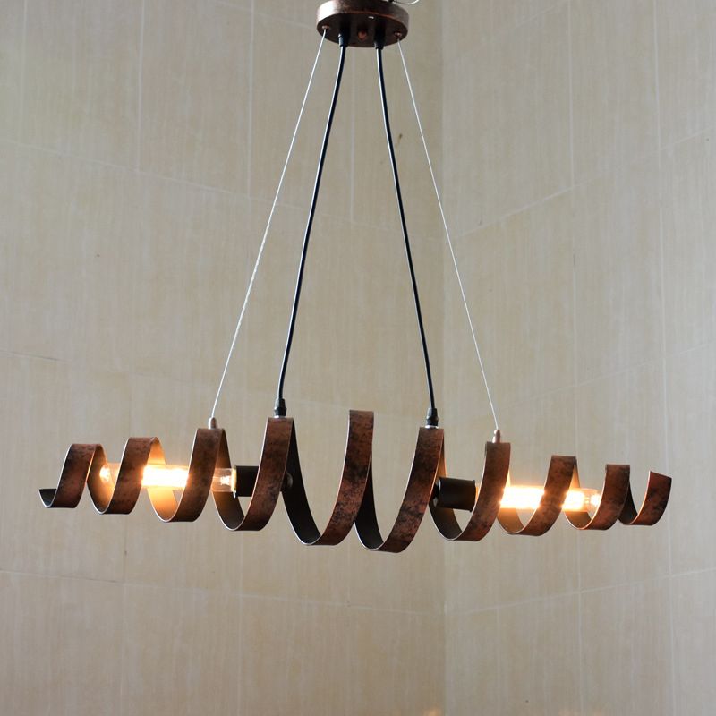 Sospensione in metallo a forma di molla a 2 luci Light retrò in stile industriale lampada a spirale per bar per bar