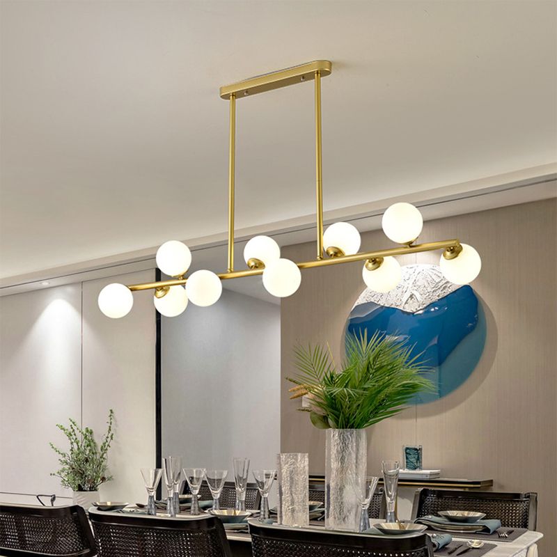 Modern Simple Dining Chandelier Light Round Glass Shade Pendant Light for Dining Room